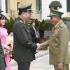 Đại tướng, Bộ trưởng Bộ Công an Tô Lâm đón Thượng tướng, Bộ trưởng Bộ An ninh Lào Vilay Lakhamphong. (Ảnh: Doãn Tấn/TTXVN)