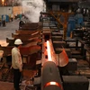 Dây chuyền cán thép tự động của Nhà máy cán thép Thái Trung, Công ty Cổ phần gang thép Thái Nguyên. (Ảnh: Hoàng Nguyên/TTXVN)