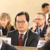 Đại sứ Dương Chí Dũng dẫn đầu đoàn Việt Nam tham dự Khóa họp thứ 40 Hội đồng Nhân quyền Liên hợp quốc. (Ảnh: Hoàng Hoa/TTXVN)