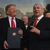 Thủ tướng Israel Benjamin Netanyahu và Tổng thống Mỹ Donald Trump tại Nhà Trắng trong lễ ký sắc lệnh về việc Mỹ công nhận chủ quyền của Israel với Cao nguyên Golan. (Nguồn: AP)