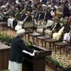 Tổng thống Afghanistan Ashraf Ghani phát biểu khai mạc hội nghị. (Nguồn: AP)
