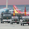 Hình ảnh Linh cữu Đại tướng Lê Đức Anh đến Sân bay Quốc tế Nội Bài