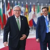 hủ tịch Ủy ban châu Âu Jean-Claude Juncker (trái) tới dự cuộc họp không chính thức các nhà lãnh đạo EU tại Brussels, Bỉ, ngày 28/5/2019. (Nguồn: THX/TTXVN)