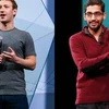 Giám đốc điều hành Google Sundar Pichai và Giám đốc điều hành Facebook Mark Zuckerberg . (Nguồn: Mbugua Njihia)