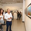 Các đại biểu và du khách tham quan triển lãm ảnh báo chí "Dấu ấn." (Ảnh: Thành Đạt/TTXVN)