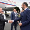 Thủ tướng Pháp Edouard Philippe đón Thủ tướng Nga Dmitry Medvedev ngày 24/6 tại thành phố Le Havre, vùng Normandie, miền Tây Bắc nước Pháp. (Nguồn: TASS)