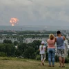 Khói lửa bốc lên từ hiện trường vụ nổ động cơ tên lửa tại bãi thử quân sự gần thành phố Severodvinsk, tỉnh Arkhangelsk, Nga ngày 8/8/2019. (Nguồn: AP/TTXVN)