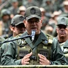 Bộ trưởng Quốc phòng Venezuela Vladimir Padrino phát biểu tại cuộc họp báo ở Caracas. (Nguồn: AFP/TTXVN)