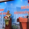 Phó Chủ tịch Ủy ban hợp tác Lào-Việt Nam Khampheui Keokinnali phát biểu tại buổi lễ. (Ảnh: Xuân Tú/TTXVN)