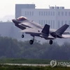 Một máy bay chiến đấu tàng hình F-35A hạ cánh xuống một căn cứ không quân ở Cheongju, cách Seoul khoảng 137km về phía nam, sau một chuyến bay huấn luyện. (Nguồn: Yonhap