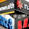 Logo 4 ngân hàng lớn nhất Australia gồm ANZ, Commonwealth Bank, National Australia Bank và Westpac. (Nguồn: AAP)