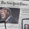 Hình ảnh Tổng thống Trump xuất hiện trang nhất tờ The New York Times. (Nguồn: Getty Images)