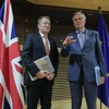 Trưởng đoàn đàm phán Brexit của EU Michel Barnier (phải) và người đồng cấp Anh David Frost (trái) tại cuộc gặp ở Brussels, Bỉ ngày 2/3/2020. (Nguồn: AFP/TTXVN)