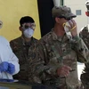 Binh sỹ Mỹ đeo khẩu trang ở một căn cứ quân sự. (Nguồn: Getty Images)