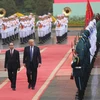 Sáng 12/ 11, lễ đón chính thức Tổng thống Hoa Kỳ Donald Trump thăm cấp Nhà nước tới Việt Nam đã được tổ chức trọng thể tại Phủ Chủ tịch. (Ảnh: Minh Sơn/Vietnam+)