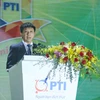 Ông Bùi Xuân Thu, Tổng Giám đốc PTI phát biểu trong buổi lễ kỷ niệm 20 năm và nhận huân chương lao động hạng Nhất. (Ảnh: PTI)