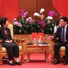 Tổng Kiểm toán Nhà nước Hồ Đức Phớc trong buổi hội đàm với bà Hu Zejun, Tổng Kiểm toán Nhà nước Trung Quốc chiều 22/9. (Ảnh: TTXVN)