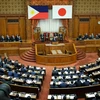 Tổng thống Benigno Aquino (giữa) phát biểu trước Quốc hội Nhật Bản ở thủ đô Tokyo. (Nguồn: AFP/TTXVN)