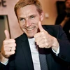 Lãnh đạo Đảng Nhân dân Đan Mạch đối lập Kristian Thulesen Dahl vui mừng sau khi kết quả sơ bộ bầu cử Quốc hội được công bố, tại Copenhagen ngày 18/6. (Nguồn: AFP/ TTXVN)