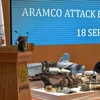 Trong ảnh: Phát ngôn viên Bộ Quốc phòng Saudi Arabia, Đại tá Turki al-Malki trong buổi họp báo tại thủ đô Riyadh ngày 18/9, công bố những bằng chứng về vụ tấn công nhằm vào các cơ sở lọc dầu nước này hôm 14/9. (Nguồn: AFP/TTXVN)