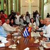 Bộ trưởng Ngoại giao Cuba Bruno Rodríguez hội đàm với Bộ trưởng Ngoại giao, Liên minh châu Âu và Hợp tác của Tây Ban Nha Josep Borrell. (Ảnh: Vũ Hà/TTXVN)