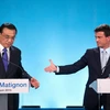Thủ tướng Pháp Manuel Valls (phải) và Thủ tướng Trung Quốc Lý Khắc Cường tại cuộc họp báo chung sau cuộc gặp. (Nguồn: AFP/TTXVN)