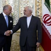 Ngoại trưởng Iran Mohammad Javad Zarif (phải) tại cuộc gặp với Ngoại trưởng Pháp Laurent Fabiu. (Nguồn: AFP/TTXVN)