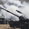 Pháo binh Hàn Quốc bắn đạn thật trong một cuộc tập trận. (Nguồn: AFP/TTXVN)