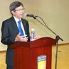 Đại sứ Phạm Hữu Chí phát biểu tại buổi lễ. (Ảnh: Phạm Duy/Vietnam+)
