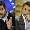 Tổng thống Colombia Juan Manuel Santos (phải) tại Bogota ngày 4/6 và Tổng thống Venezuela Nicolas Maduro (trái) tại Caracas ngày 24/8. (Nguồn: AFP/TTXVN)