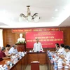 Hội nghị đóng góp ý kiến cho Dự thảo Văn kiện Đại hội XII của Đảng tại Lào. (Ảnh: Phạm Kiên/Vietnam+)