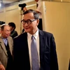 Ông Sam Rainsy tại một cuộc họp báo ở thủ đô Tokyo của Nhật Bản. (Nguồn: AFP/TTXVN)