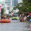 Đường phố ở Thủ đô Jakarta bị ngập sâu trong nước. (Nguồn: antaranews.com)