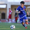 Thanh Hậu có thể ra sân ít phút trong cuộc tái đấu hôm nay với U19 Lào. (Ảnh: Minh Chiến/Vietnam+)