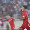 Đức Chinh (số 4) đã có 5 bàn và là hy vọng số một trên hàng công U19 Việt Nam trước Thái Lan. (Ảnh: Lê Hải/Vietnam+)