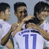 U21 Hoàng Anh Gia Lai xuất sắc đánh bại U21 Myanmar với tỷ số 4-3 trong trận đấu tranh tấm vé cuối cùng tới bán kết giải U21 quốc tế 2015 tối qua (24/11). (Ảnh: Minh Chiến/Vietnam+)