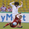 U23 Jordan (áo trắng) và U23 UAE chia điểm trong trận cầu kịch tính ở vòng trước. (Ảnh: AFC)