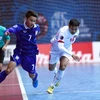 Futsal Việt Nam (áo trắng) sẵn sàng cho mục tiêu giành một suất dự World Cup. (Ảnh: VFF)