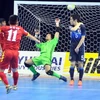 Futsal Việt Nam (áo đỏ) đã làm nên kỳ tích trước nhà vô địch châu Á. (Ảnh: AFC)