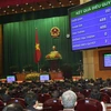 Quốc hội biểu quyết thông qua Dự thảo Hiến pháp nước Cộng hòa xã hội chủ nghĩa Việt Nam (sửa đổi). (Ảnh: Phương Hoa/TTXVN)
