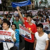 Míttinh phản đối Trung Quốc hạ đặt giàn khoan trái phép trong vùng biển Việt Nam. (Ảnh minh họa: Duy Khương/TTXVN)