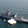 Hải quân Hàn Quốc bắn tên lửa chống hạm trong cuộc tập trận. (Nguồn: AFP/TTXVN)