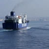 Tàu Đan Mạch Ark Futura đến cảng Latakia (Syria), tham gia vận chuyển hóa chất độc khỏi Syria để tiêu hủy ngày 7/1/2014. (Nguồn: AFP/TTXVN)