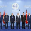 Lãnh đạo các nước thành viên SCO chụp ảnh chung tại Hội nghị. (Nguồn: THX/TTXVN)