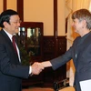 Chủ tịch nước Trương Tấn Sang tiếp bà Jutta Frasch, Đại sứ Cộng hòa liên bang Đức tại Việt Nam đến chào từ biệt. (Ảnh: Nguyễn Khang/TTXVN)