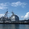 Tàu khu trục USS Shiloh của Mỹ neo đậu tại Vịnh Subic, căn cứ hải quân cũ của Mỹ ở Philippines ngày 30/5. (Nguồn: AFP/TTXVN)