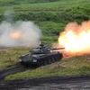 Xe tăng của Lực lượng phòng vệ Nhật Bản tham gia tập trận ngày 18/8. (Nguồn: AFP/TTXVN)