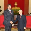 Tổng Bí thư Nguyễn Phú Trọng tiếp Tổng thống Cộng hòa Bolivarian Venezuela Nicolás Maduro Moros thăm chính thức Việt Nam. (Ảnh: Trí Dũng/TTXVN)