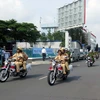 Lực lượng Cảnh sát giao thông ra quân tuần tra trên các tuyến đường. (Ảnh. Hoàng Hải/TTXVN)