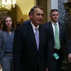 Chủ tịch Hạ viện Mỹ John Boehner (giữa) tới phiên họp của Hạ viện tại Washington ngày 8/10. (Nguồn: AFP/TTXVN)